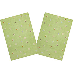 Set of 2 Handmade Green Dots Cotton Rugs (2'6 x 4'2)