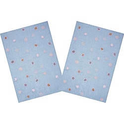 Set of 2 Handmade Blue Dots Cotton Rugs (2'6 x 4'2)