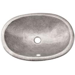 Oval Copper Self Rim Pewter Finish Lavatory Sink