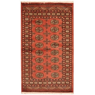 Herat Oriental Pakistani Hand-knotted Bokhara Peach/ Ivory Wool Rug (3' x 5')
