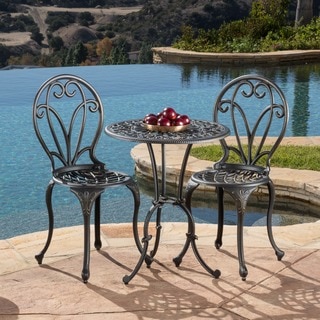 Thomas Cast Aluminum Dark Gold 3-piece Bistro Set by Christopher Knight Home