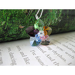 Handmade Sterling Silver Colorful Flower Crystal Necklace (USA)
