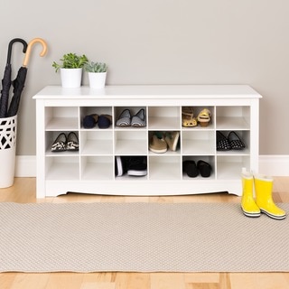 The Gray Barn Waggoner White Shoe Storage Cubby Bench