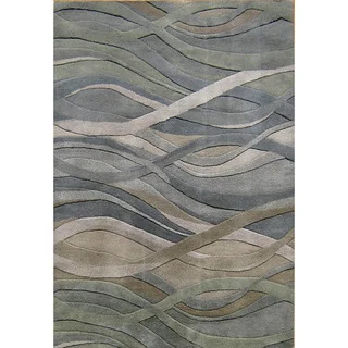 Alliyah Handmade Grey/Green New Zealand Blend Wool Rug (5' x 8')
