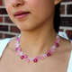 Stainless Steel Romance Pink Crystal Flower Necklace - Thumbnail 0