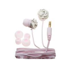 Nemo Digital NF35453-E White/ Pink Enamel Flower Earbud Headphones