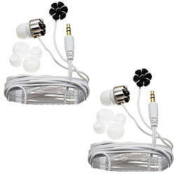 Nemo Digital Black/ White Crystal Flower Earbud Headphones (Case of 2)