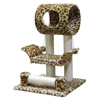 28-inch Leopard Print Cat Tree with Scratching Posts