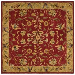 Safavieh Handmade Hereditary Burgundy/ Gold Wool Rug (6' Square)