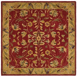 Safavieh Handmade Hereditary Burgundy/ Gold Wool Rug (8' Square)