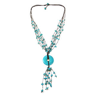 Cotton Multi-strand Turquoise Donut Rope Necklace (Thailand)
