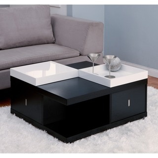 Furniture of America Mareines Black Coffee Table with Serving Trays