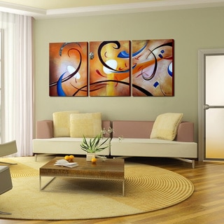 slide 1 of 1, Clay Alder Home Happiness Abstract' Hand Painted Gallery Wrapped Canvas Art Set