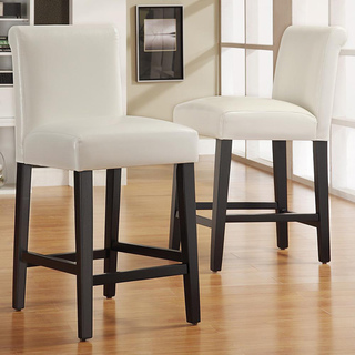 INSPIRE Q Bennett White Faux Leather 24-inch Counter Height Stools (Set of 2)