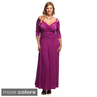 Evanese Women's Plus Size 3/4-sleeve Long Dress