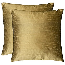 Duponi Silk Feather Filled Square Decorative Pillows (Set of 2)