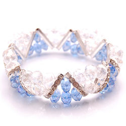 Blue Crystal and Rhinestone Stretch Bracelet