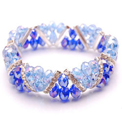Sapphire Blue and Cobalt Blue Crystal and Rhinestone Stretch Bracelet