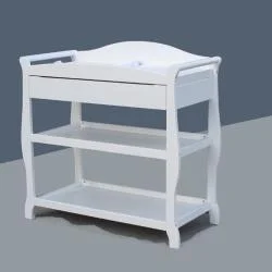 Sleigh Changing Table with Drawer in White