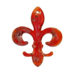 Murano Inspired Glass Red Fleur De Lis Pendant