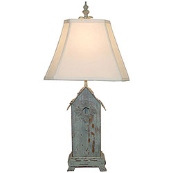 Blue Birdhouse Wooden Table Lamp