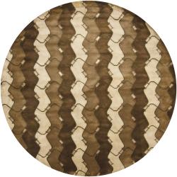 Artist's Loom Hand-knotted Contemporary Abstract Wool Rug (7'9 Round)