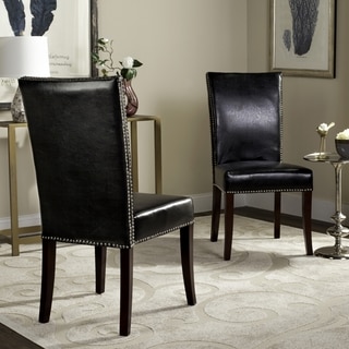 Safavieh En Vogue Dining Metro Leather Black Side Chairs (Set of 2)
