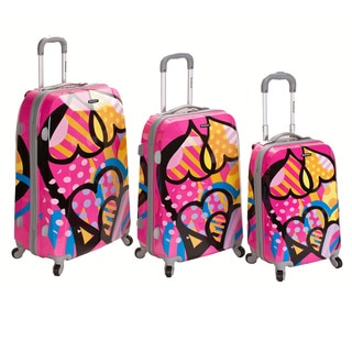 Rockland Vision Pink Heart 3-piece Hardside Spinner Luggage Set