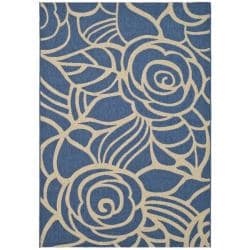 Safavieh Floral Pattern Blue/Ivory Indoor/Outdoor Rug (8' x 11')
