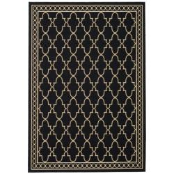 Safavieh Indoor/Outdoor Contemporary-Pattern Black/Sand Rug (8' x 11')