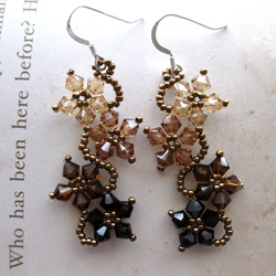 Sterling Silver Brown Crystal Flower Earrings