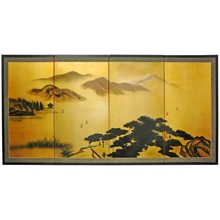 Silk and Wood White Mountain Room Divider (China)