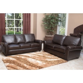 ABBYSON LIVING London Premium Top-grain Leather Sofa and Love Seat