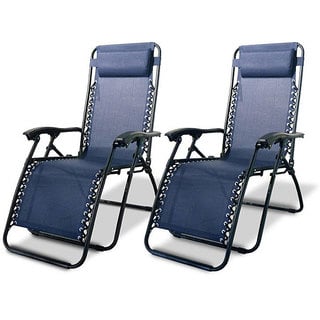 Caravan Canopy Blue Zero-Gravity Chairs (Set of 2)