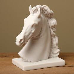White Bonded Marble Voukefalas Horse Head Statue