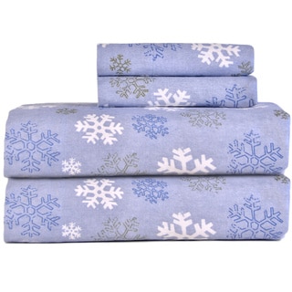 Pointehaven Snow Flake Flannel Sheet Set