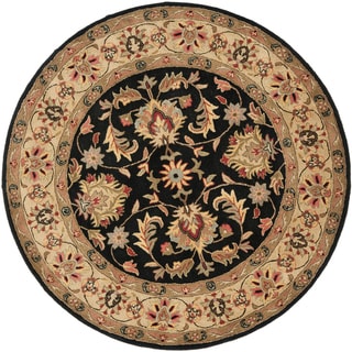 Safavieh Handmade Heritage Timeless Traditional Black/ Gold Wool Rug (6' Round)