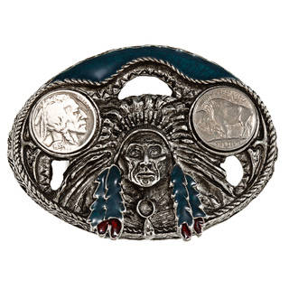 American Coin Treasures Buffalo Nickel Enamel Belt Buckle