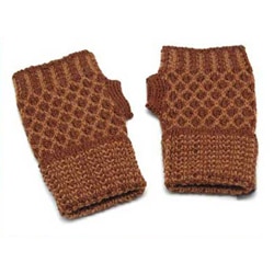 Alpaca Wool 'Cinnamon Honeycomb' Fingerless Gloves (Peru)