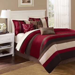 Madison Park Boulder Red Stripe 7-piece Comforter Set