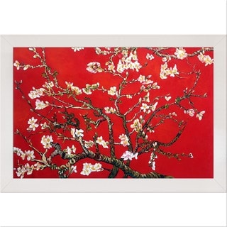 Van Gogh 'Branches Of An Almond Tree In Blossom (Red)' Framed Canvas Art