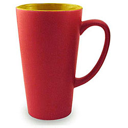 Funnel Style Two-tone Red/ Yellow 16-oz Ceramic Mug