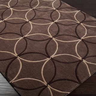 Hand-tufted Contemporary Brown Retro Chic Brown Geometric Abstract Rug (8' x 11')