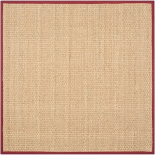 Safavieh Casual Natural Fiber Natural and Red Border Seagrass Rug (8' Square)