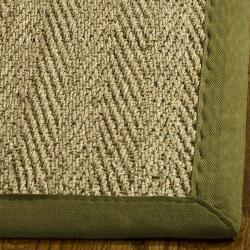 Safavieh Casual Natural Fiber Herringbone Natural and Olive Border Seagrass Rug (2'6 x 4')