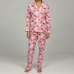 Leisureland Women's Horse Print Flannel Pajamas