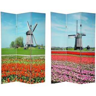 Canvas 6-foot Double-sided Windmills Room Divider (China)