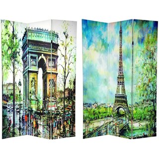 Handmade Canvas 6-foot Double-sided Paris Room Divider (China)