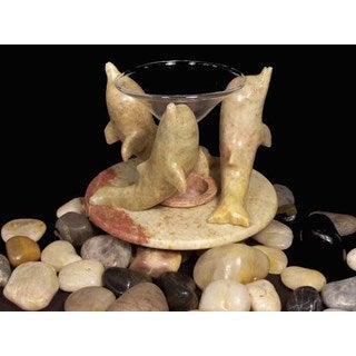 Handmade Dolphin Soapstone Aromatherapy Oil Burner (India)