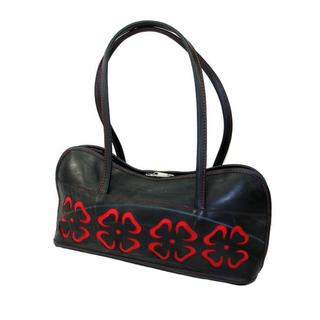 Handmade Recycled Tires Cut-out Flower Shoulder Bag (India)
